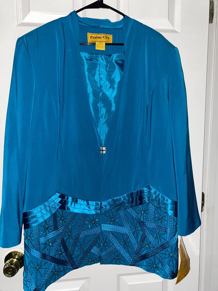 PSALM : CIV Blue Womens Jacket 24w diamond button Blazer